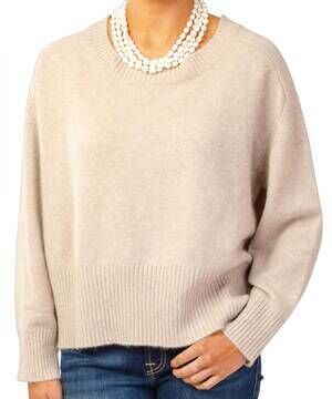 NEW CORTLAND PARK women's perfect day crew cashmere sweater in beige